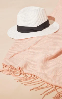 White Straw Fedora Sun Hat
