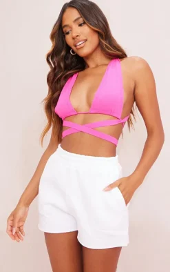 White Sweat Raw Hem Shorts