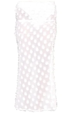 White Textured Chiffon Low Rise Maxi Skirt