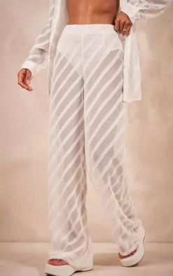 White Textured Chiffon Oversized Wide Leg Pants