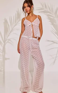 White Textured Tie Front Beach Top