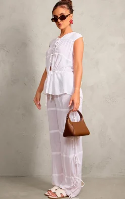 White Tie Detail Sleeveless Longline Top
