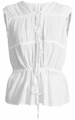 White Tie Detail Sleeveless Longline Top