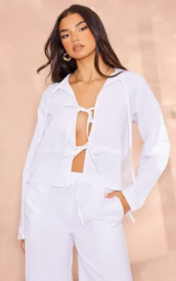 White Tie Front Shirt
