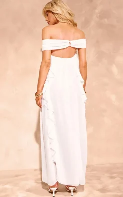 White Tiered Frill Maxi Dress