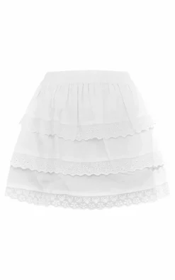 White Tiered Frill Mini Skirt