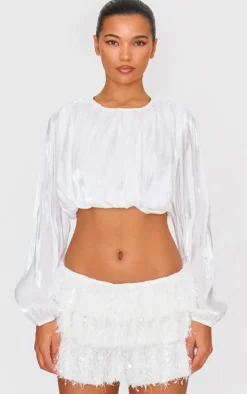 White Tinsel Velvet Rara Mini Skort