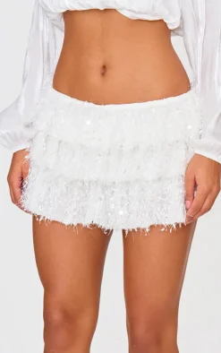 White Tinsel Velvet Rara Mini Skort