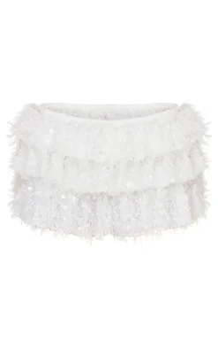 White Tinsel Velvet Rara Mini Skort
