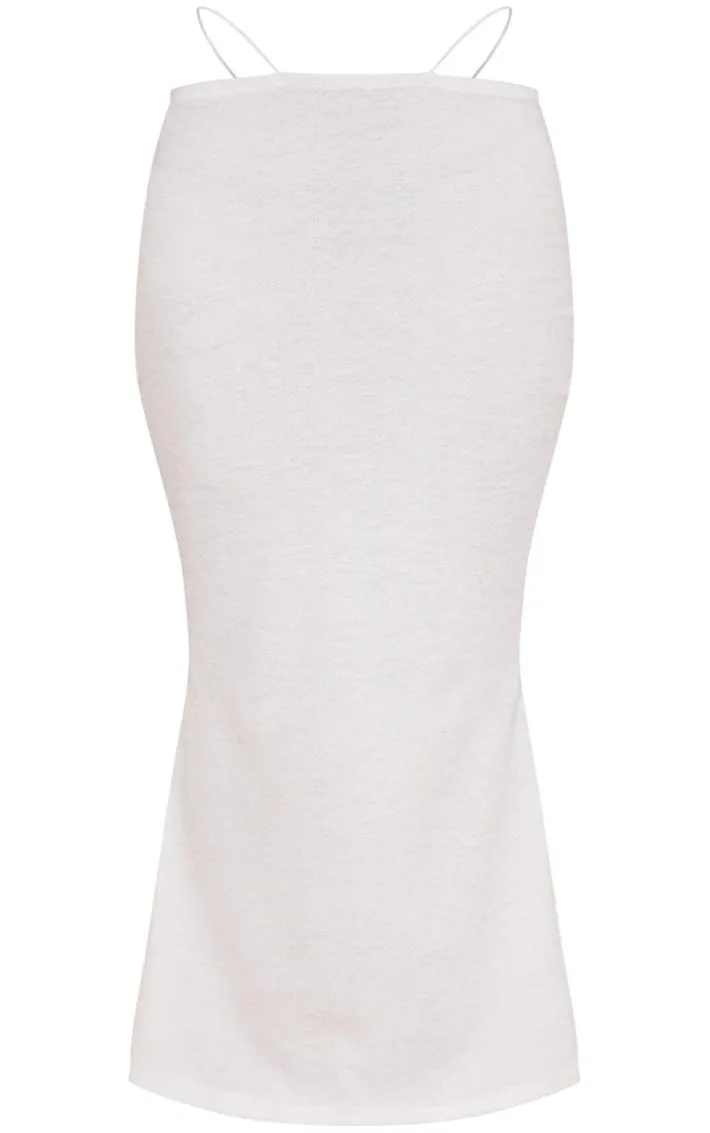 White Towelling Cut Out Waist Maxi Skirt