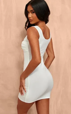 White Twist Bust Bodycon Dress