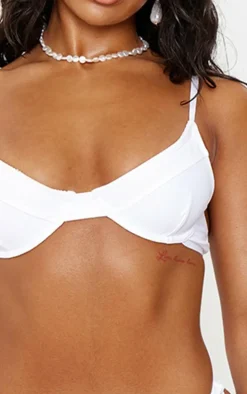 White Underwired Panel Detail Bikini Top