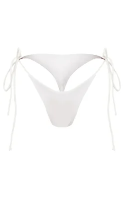 White V Front Tie Side Bikini Bottoms