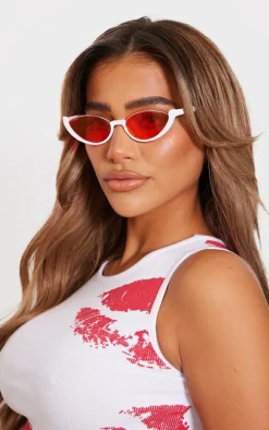 White Vintage Cat Eye Sunglasses