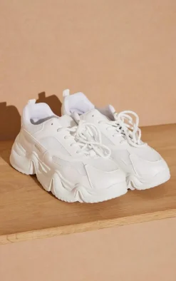White Wave Sole Chunky Sneakers