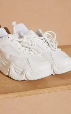 White Wave Sole Chunky Sneakers