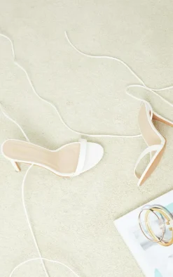 White Wide Fit Barely There Ankle Tie Strappy Sandals