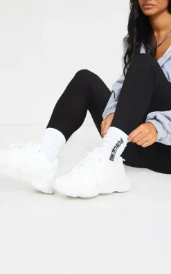 White Wide Fit Chunky Bubble Sole Panelled Up Sneakers