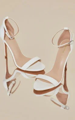 White Wide Fit Clover Single Strap Heeled Sandal