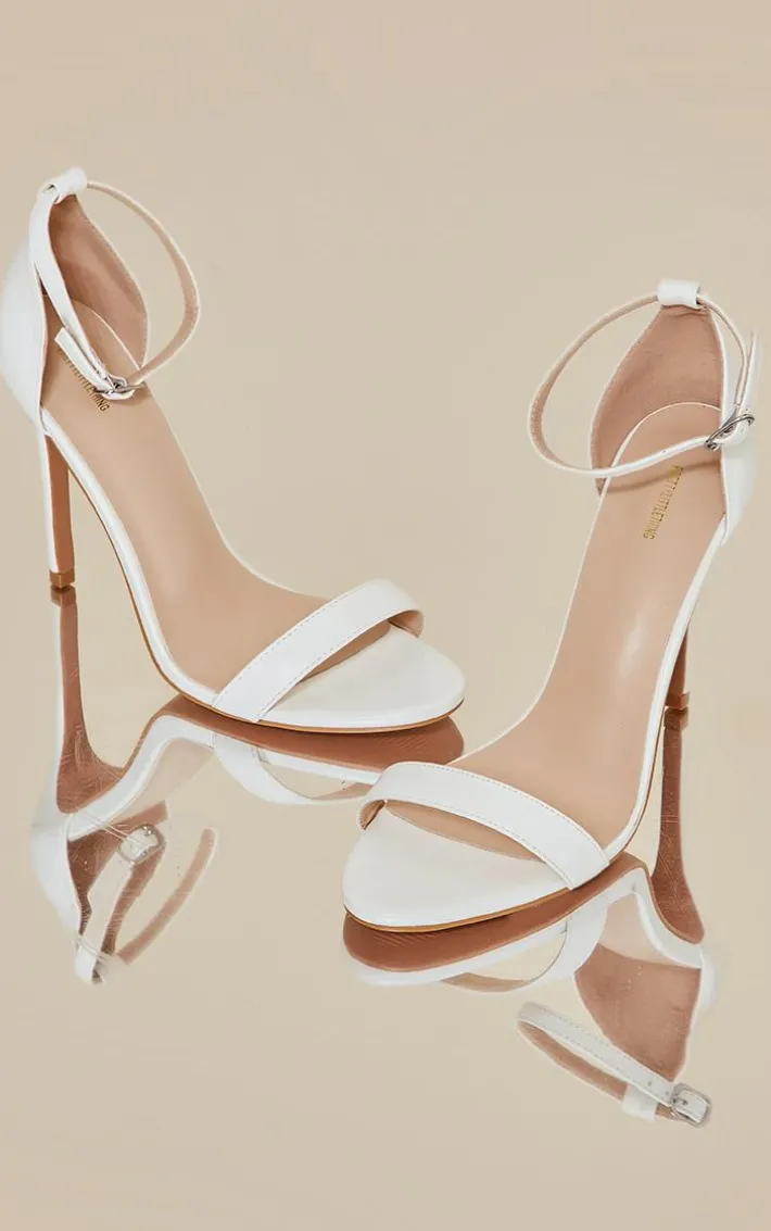 White Wide Fit Clover Single Strap Heeled Sandal