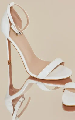White Wide Fit Clover Single Strap Heeled Sandal