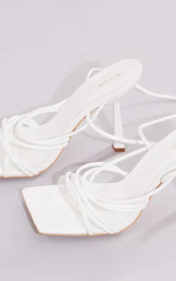 White Wide Fit Strappy Twist Lace Up High Heeled Sandals
