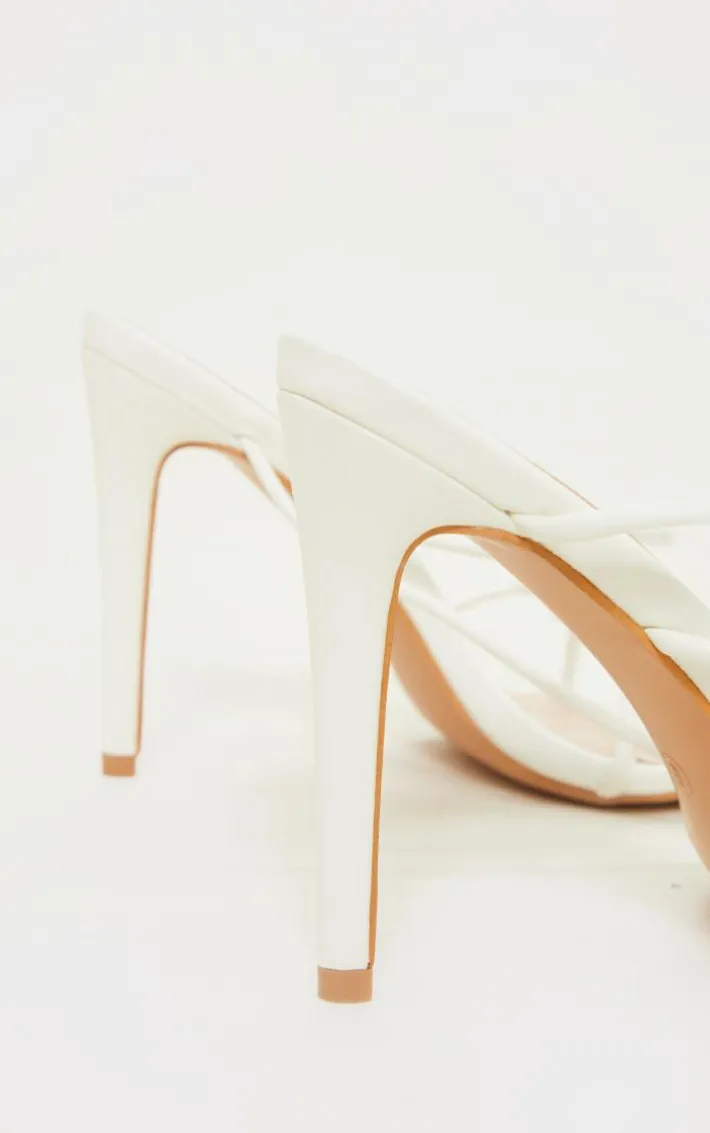 White Wide Fit Tube Strappy Laces Up High Heels
