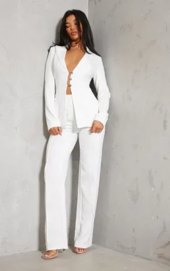 White Wide Leg High Waist Pants