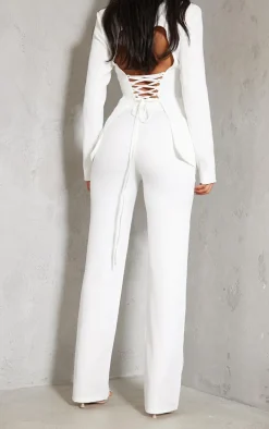 White Wide Leg High Waist Pants