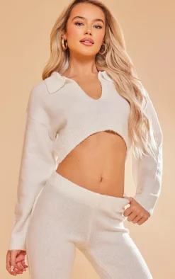 White Wide Leg Knit Pants