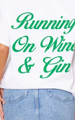 White Wine And Gin Printed Oversized T Shirt