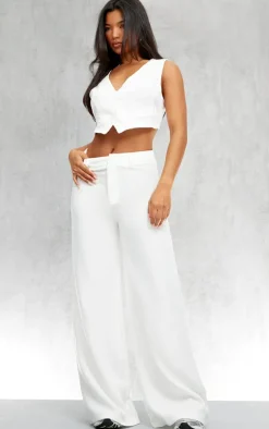 White Woven Belted Back Detail Vest Top