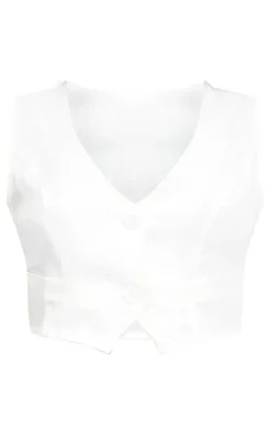 White Woven Belted Back Detail Vest Top
