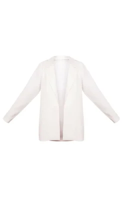 White Woven Oversized Suit Jacket