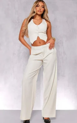 White Woven Tailored Cross Over Back Detail Vest