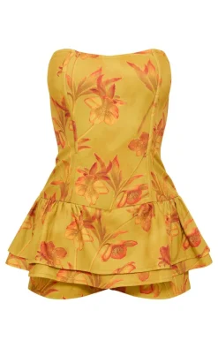 Yellow Blossom Twill Bandeau Rara Romper