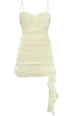 Yellow Chiffon Bodycon Dress