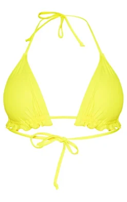 Yellow Frill Edge Padded Bikini Top