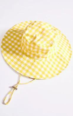 Yellow Gingham Toggle Bucket Hat