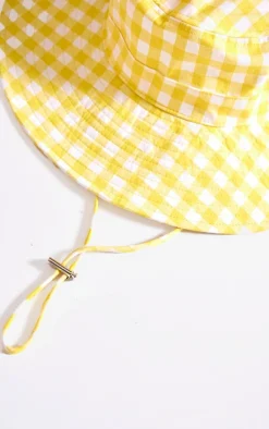 Yellow Gingham Toggle Bucket Hat