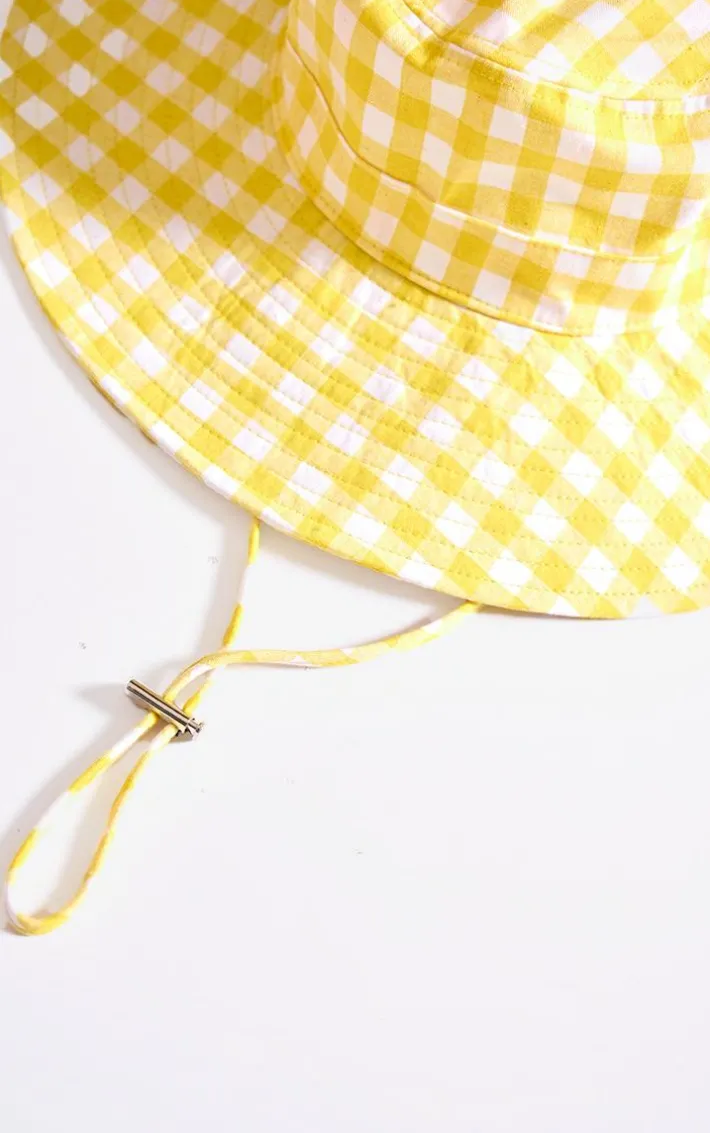 Yellow Gingham Toggle Bucket Hat