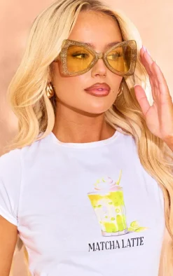 Yellow Glitter Frame Oversized Sunglasses