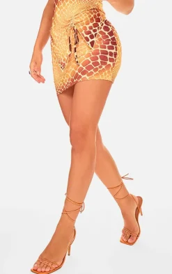 Yellow Print Slinky Micro Mini Skirt
