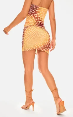 Yellow Print Slinky Micro Mini Skirt