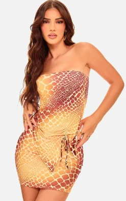 Yellow Print Slinky Micro Mini Skirt