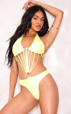 Yellow Underwired Strap Detail O Ring Swimsuit
