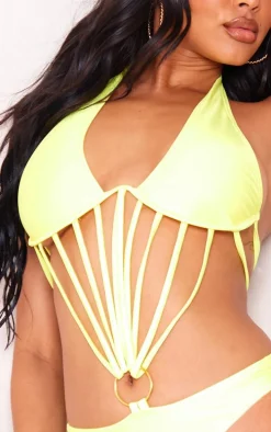 Yellow Underwired Strap Detail O Ring Swimsuit